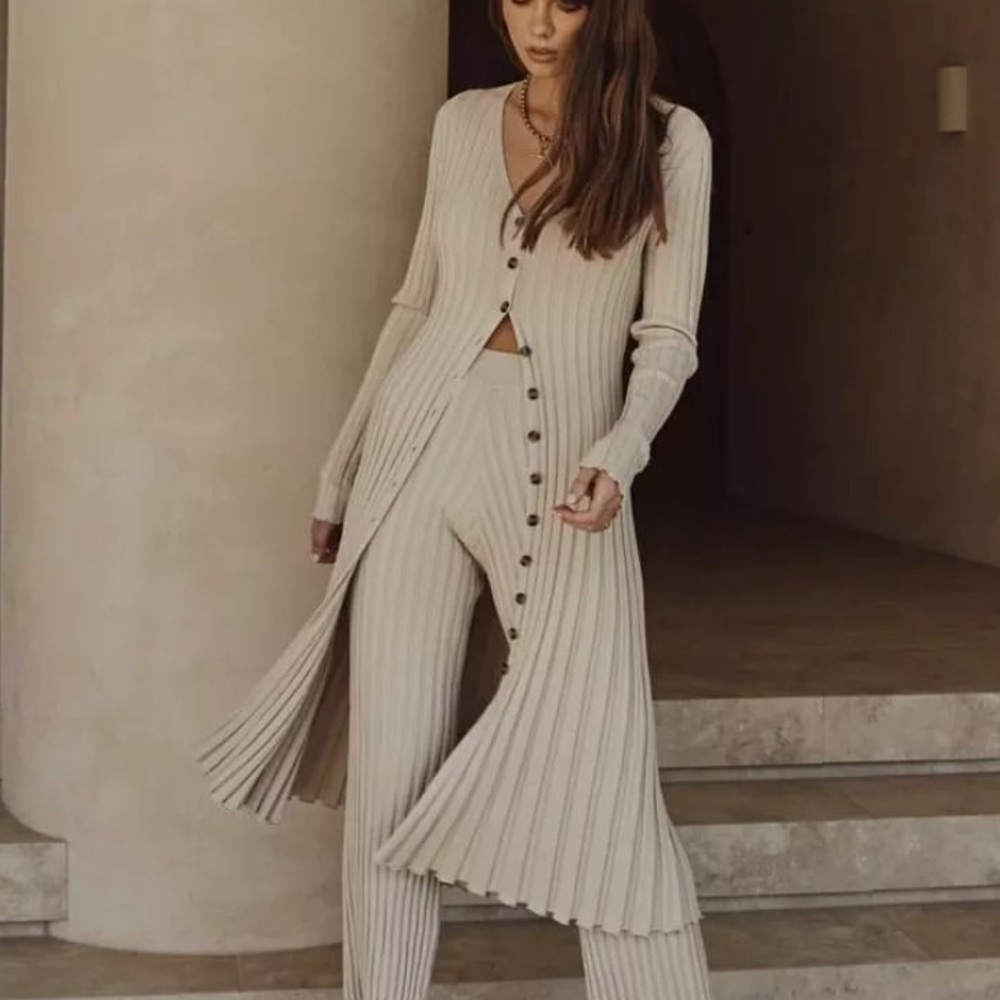 DISSH LOU STONE LONGLINE KNIT CARDIGAN